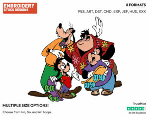 Goof Troop's Goofy, Pete, Pj, Max - Goof Troop - TV Shows - Disney Embroidery Design in 3 sizes & 8 formats