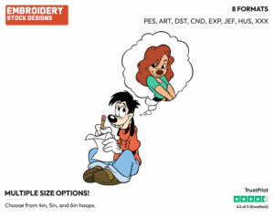Max Thinking Of Roxanne - Goof Troop - TV Shows - Disney Embroidery Design in 3 sizes & 8 formats