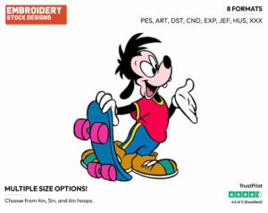 Max, Skateboard - Goof Troop - TV Shows - Disney Embroidery Design in 3 sizes & 8 formats