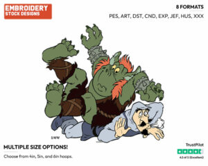 Troll Falling On Duke Igthorn - Gummi Bears - TV Shows - Disney Embroidery Design in 3 sizes & 8 formats