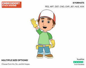 Manny Waving - Handy Manny - TV Shows - Disney Embroidery Design in 3 sizes & 8 formats