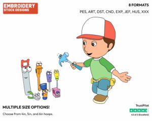 Manny, Tools - Handy Manny - TV Shows - Disney Embroidery Design in 3 sizes & 8 formats
