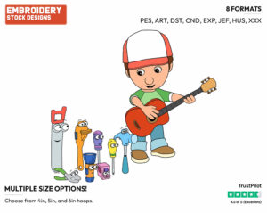 Manny Playing Guitar, Tools - Handy Manny - TV Shows - Disney Embroidery Design in 3 sizes & 8 formats