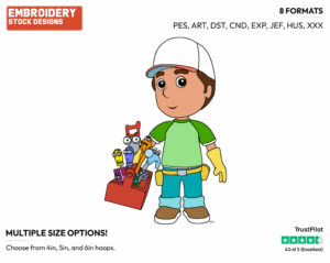 Manny, Pat, Felipe, Rusty, Dusty, Turner, Squeeze, Stretch - Handy Manny - TV Shows - Disney Embroidery Design in 3 sizes & 8 formats