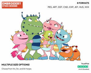 Daddo, Momma, Summer, Cobby, Ivor, Beckett - Henry Hugglemonster - TV Shows - Disney Embroidery Design in 3 sizes & 8 formats