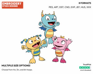 Henry, Summer, Cobby - Henry Hugglemonster - TV Shows - Disney Embroidery Design in 3 sizes & 8 formats