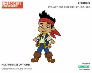 Jake - Jake and the Neverland Pirates - TV Shows - Disney Embroidery Design in 3 sizes & 8 formats