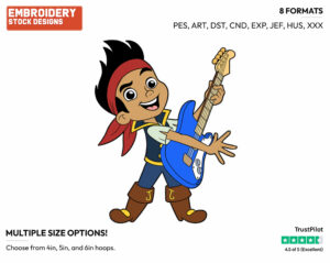 Jake Playing Electric Guitar - Jake and the Neverland Pirates - TV Shows - Disney Embroidery Design in 3 sizes & 8 formats