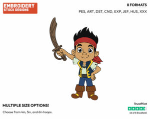Jake Brandishing Sword - Jake and the Neverland Pirates - TV Shows - Disney Embroidery Design in 3 sizes & 8 formats