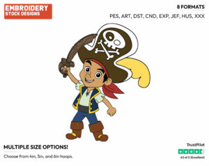 Jake Wearing Captain's Hat - Jake and the Neverland Pirates - TV Shows - Disney Embroidery Design in 3 sizes & 8 formats