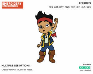 Jake - Jake and the Neverland Pirates - TV Shows - Disney Embroidery Design in 3 sizes & 8 formats
