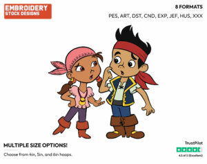 Jake, Izzy - Jake and the Neverland Pirates - TV Shows - Disney Embroidery Design in 3 sizes & 8 formats