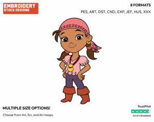 Izzy - Jake and the Neverland Pirates - TV Shows - Disney Embroidery Design in 3 sizes & 8 formats