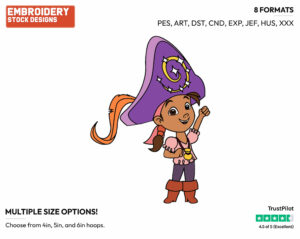 Izzy Wearing Captain's Hat - Jake and the Neverland Pirates - TV Shows - Disney Embroidery Design in 3 sizes & 8 formats