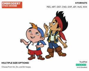 Jake, Cubby - Jake and the Neverland Pirates - TV Shows - Disney Embroidery Design in 3 sizes & 8 formats
