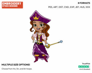 Pirate Princess - Jake and the Neverland Pirates - TV Shows - Disney Embroidery Design in 3 sizes & 8 formats