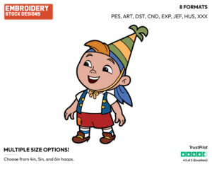 Cubby Wearing A Party Hat - Jake and the Neverland Pirates - TV Shows - Disney Embroidery Design in 3 sizes & 8 formats
