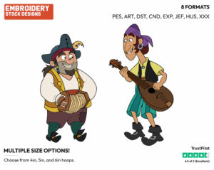 Sharky, Bones - Jake and the Neverland Pirates - TV Shows - Disney Embroidery Design in 3 sizes & 8 formats