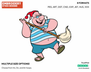 Smee Mopping - Jake and the Neverland Pirates - TV Shows - Disney Embroidery Design in 3 sizes & 8 formats