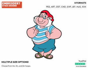 Smee - Jake and the Neverland Pirates - TV Shows - Disney Embroidery Design in 3 sizes & 8 formats