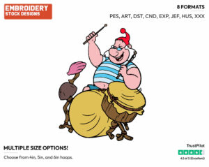 Smee Playing The Drums - Jake and the Neverland Pirates - TV Shows - Disney Embroidery Design in 3 sizes & 8 formats