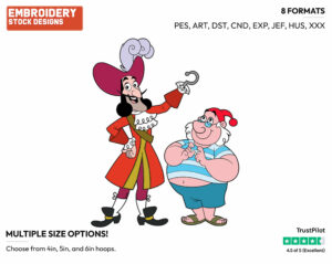 Captain Hook, Smee - Jake and the Neverland Pirates - TV Shows - Disney Embroidery Design in 3 sizes & 8 formats