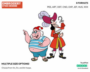 Captain Hook, Smee - Jake and the Neverland Pirates - TV Shows - Disney Embroidery Design in 3 sizes & 8 formats
