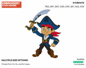 Jake Wielding His Sword - Jake and the Neverland Pirates - TV Shows - Disney Embroidery Design in 3 sizes & 8 formats