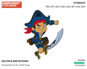 Jake Wielding His Sword - Jake and the Neverland Pirates - TV Shows - Disney Embroidery Design in 3 sizes & 8 formats