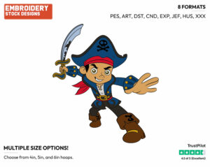 Jake Wielding His Sword - Jake and the Neverland Pirates - TV Shows - Disney Embroidery Design in 3 sizes & 8 formats