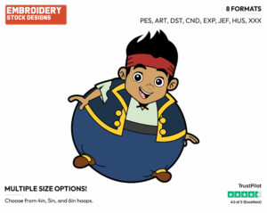 Jake Floating - Jake and the Neverland Pirates - TV Shows - Disney Embroidery Design in 3 sizes & 8 formats
