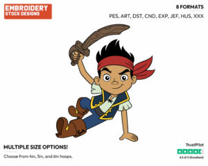 Jake With His Sword - Jake and the Neverland Pirates - TV Shows - Disney Embroidery Design in 3 sizes & 8 formats