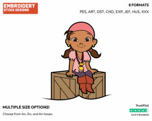 Izzy Sitting On A Crate - Jake and the Neverland Pirates - TV Shows - Disney Embroidery Design in 3 sizes & 8 formats