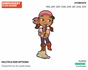 Izzy Mopping - Jake and the Neverland Pirates - TV Shows - Disney Embroidery Design in 3 sizes & 8 formats
