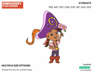 Izzy Holding Flowers - Jake and the Neverland Pirates - TV Shows - Disney Embroidery Design in 3 sizes & 8 formats