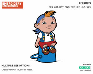 Cubby Sitting On A Pail - Jake and the Neverland Pirates - TV Shows - Disney Embroidery Design in 3 sizes & 8 formats