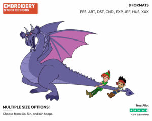 Jake, Peter Pan, Dragon - Jake and the Neverland Pirates - TV Shows - Disney Embroidery Design in 3 sizes & 8 formats