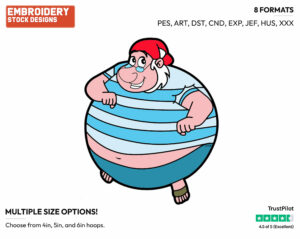 Smee Floating - Jake and the Neverland Pirates - TV Shows - Disney Embroidery Design in 3 sizes & 8 formats