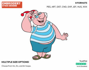 Obedient Smee - Jake and the Neverland Pirates - TV Shows - Disney Embroidery Design in 3 sizes & 8 formats