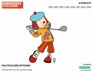 Jojo Playing Golf - JoJo's Circus - TV Shows - Disney Embroidery Design in 3 sizes & 8 formats