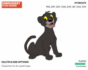 Bagheera - Jungle Cubs - TV Shows - Disney Embroidery Design in 3 sizes & 8 formats