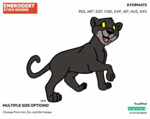 Bagheera - Jungle Cubs - TV Shows - Disney Embroidery Design in 3 sizes & 8 formats