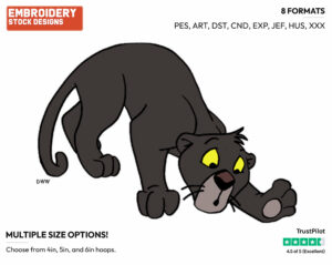 Bagheera - Jungle Cubs - TV Shows - Disney Embroidery Design in 3 sizes & 8 formats