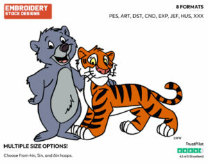 Baloo, Shere Khan - Jungle Cubs - TV Shows - Disney Embroidery Design in 3 sizes & 8 formats
