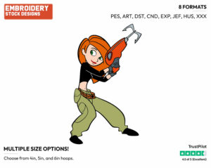 Kim Possible With Grappling Hook - Kim Possible - TV Shows - Disney Embroidery Design in 3 sizes & 8 formats