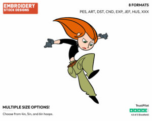 Kim Possible Jumping Down - Kim Possible - TV Shows - Disney Embroidery Design in 3 sizes & 8 formats