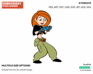 Kim Possible - Kim Possible - TV Shows - Disney Embroidery Design in 3 sizes & 8 formats