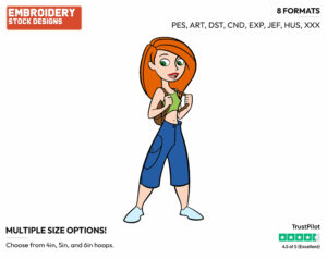 Kim Possible Wearing Her Backpack - Kim Possible - TV Shows - Disney Embroidery Design in 3 sizes & 8 formats