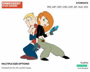 Kim Possible, Ron Stoppable - Kim Possible - TV Shows - Disney Embroidery Design in 3 sizes & 8 formats