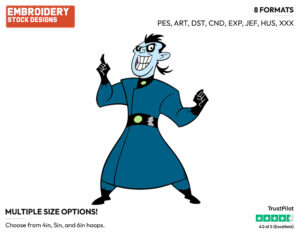 Drakken - Kim Possible - TV Shows - Disney Embroidery Design in 3 sizes & 8 formats